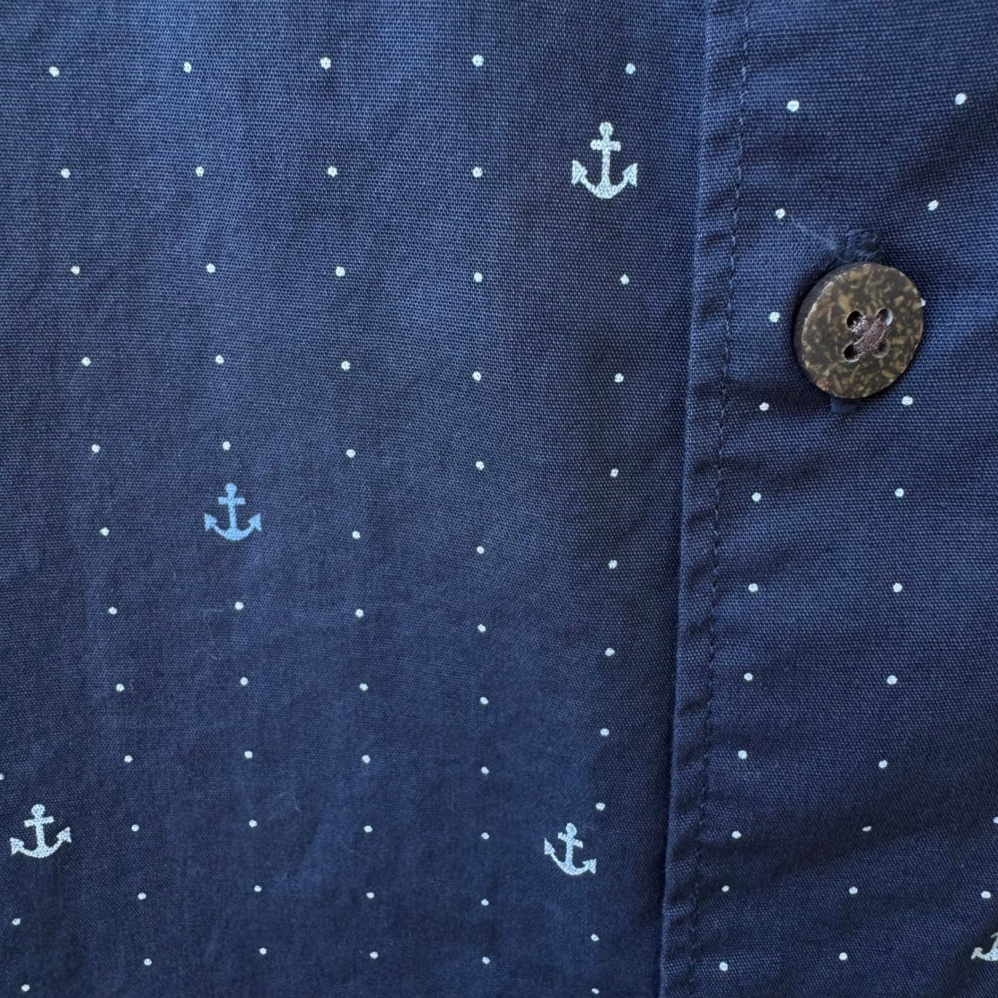 Havanera Nautical Anchor Print Coastal Sailor Preppy Cotton Shirt Navy Mens XL