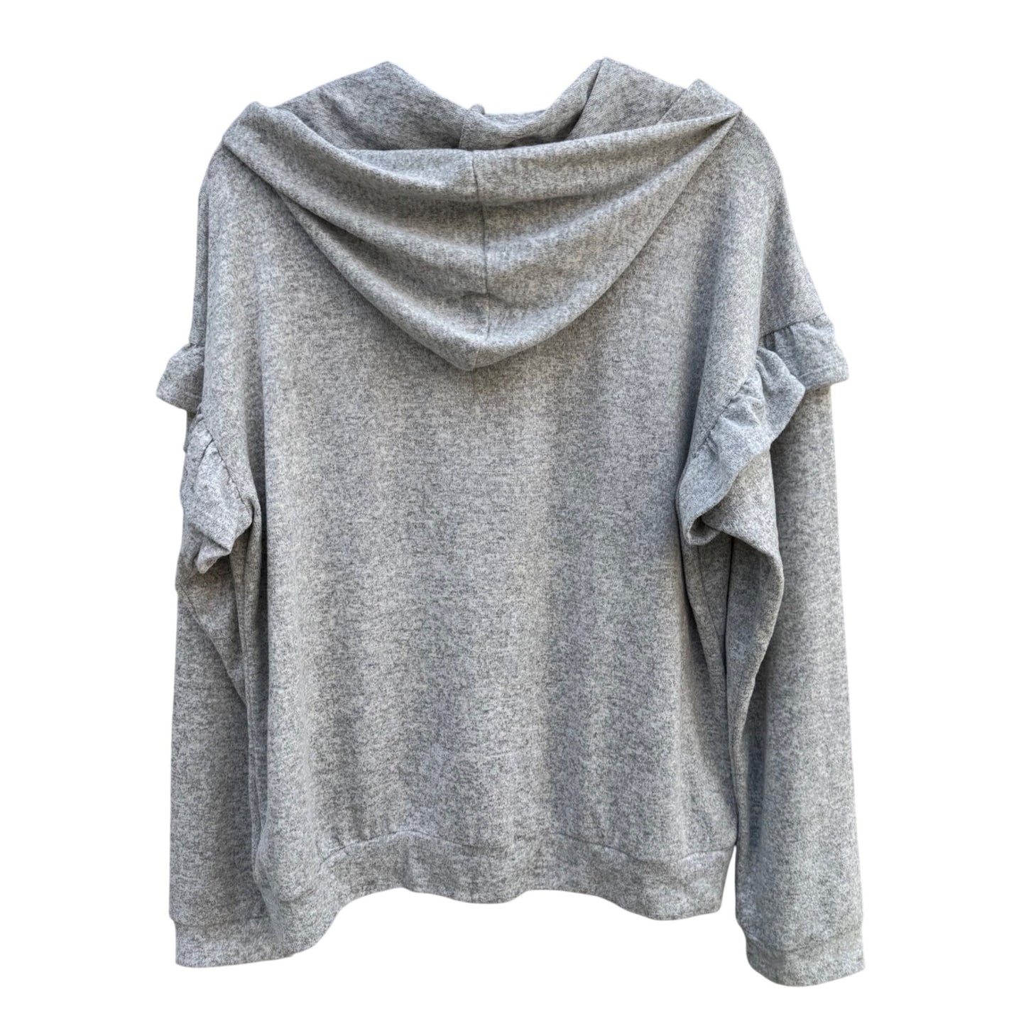 Charming Charlie Womens Grey Pullover Hoodie Ruffle Detail Kangaroo Pocket XL