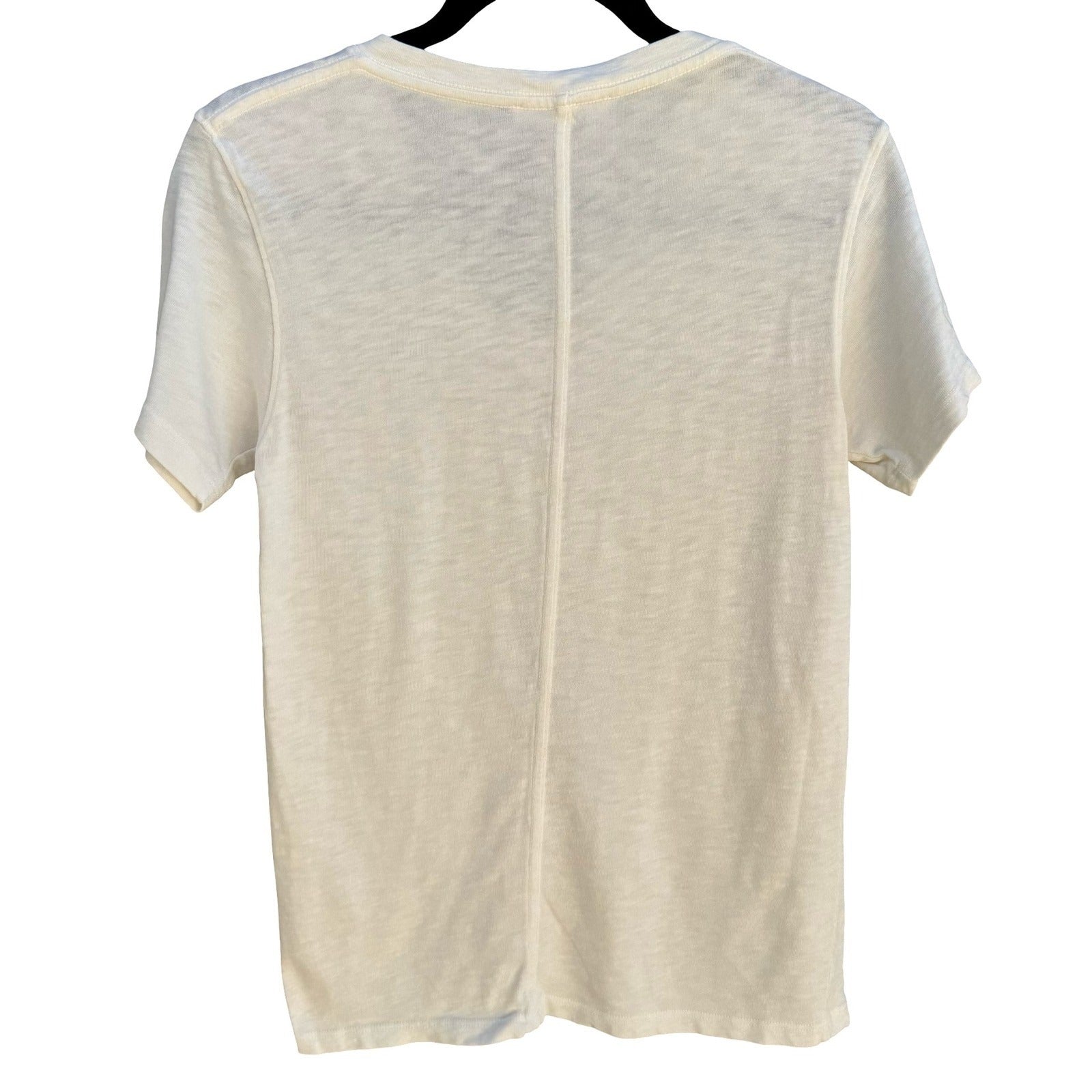 American Giant Sustainable Supima Cotton V-Neck Minimalist Shirt Ivory Womens S