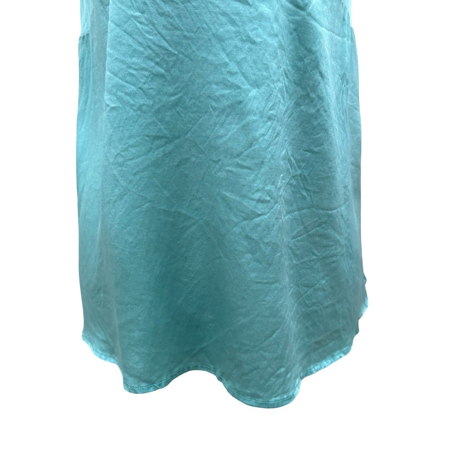 Vintage Y2K Turquoise Silky Lace Trim V-Neck Camisole Sleeveless Coquette Top M