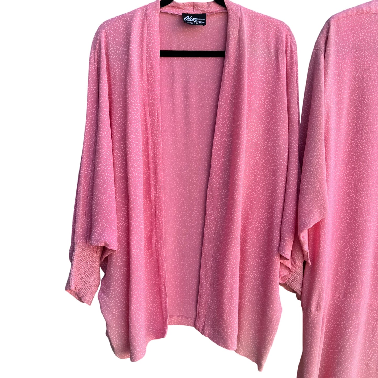 Chez Tandy Vintage Womens Pink Polka Dot Dolman Sleeve Dress Kimono Jacket 22W