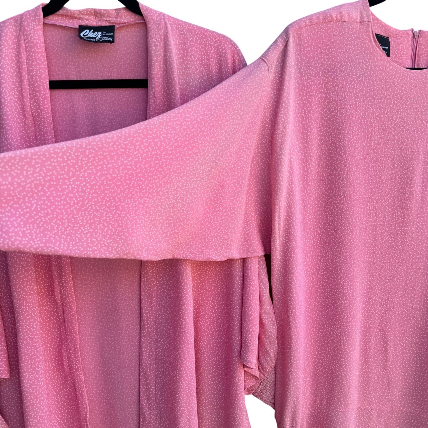 Chez Tandy Vintage Womens Pink Polka Dot Dolman Sleeve Dress Kimono Jacket 22W