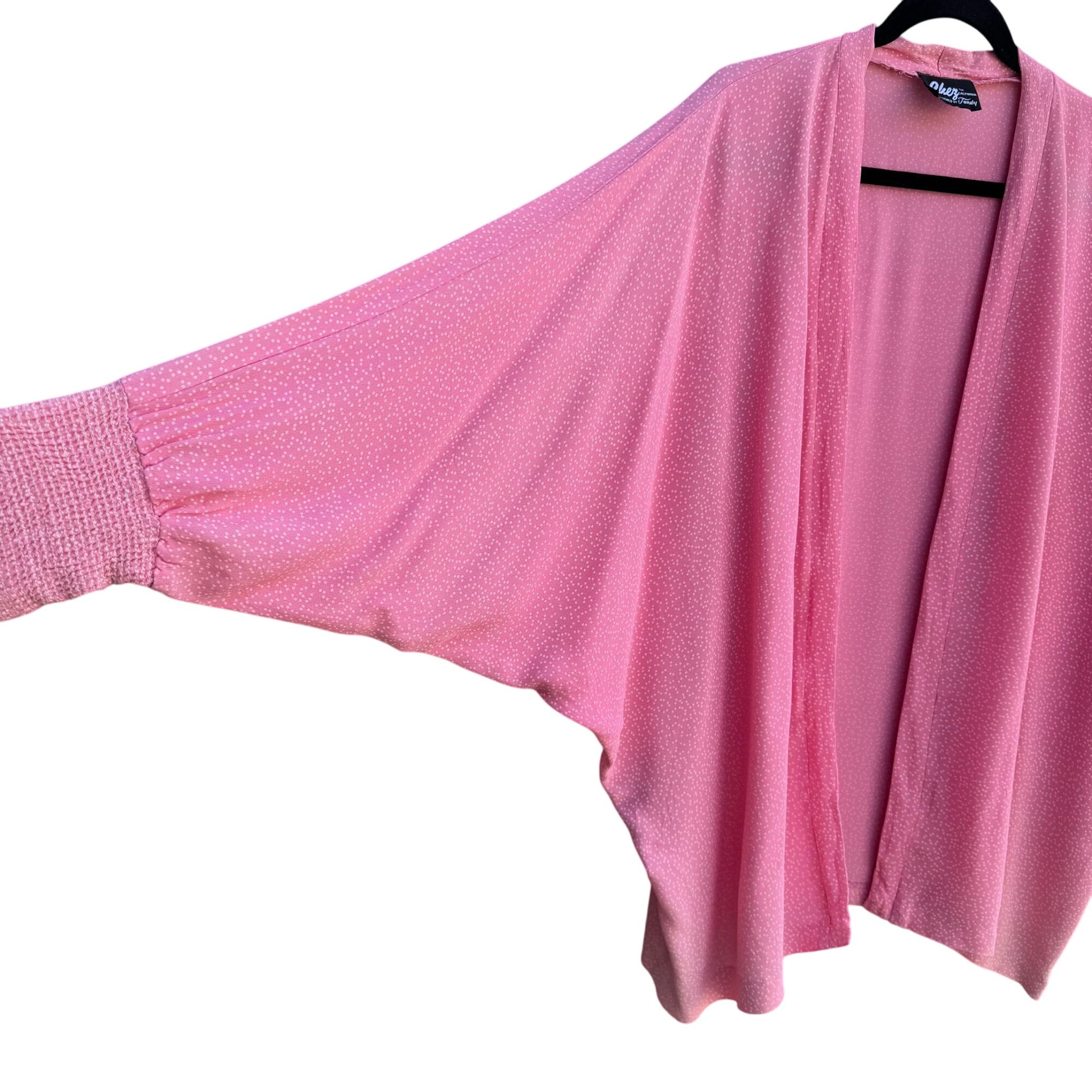 Chez Tandy Vintage Womens Pink Polka Dot Dolman Sleeve Dress Kimono Jacket 22W