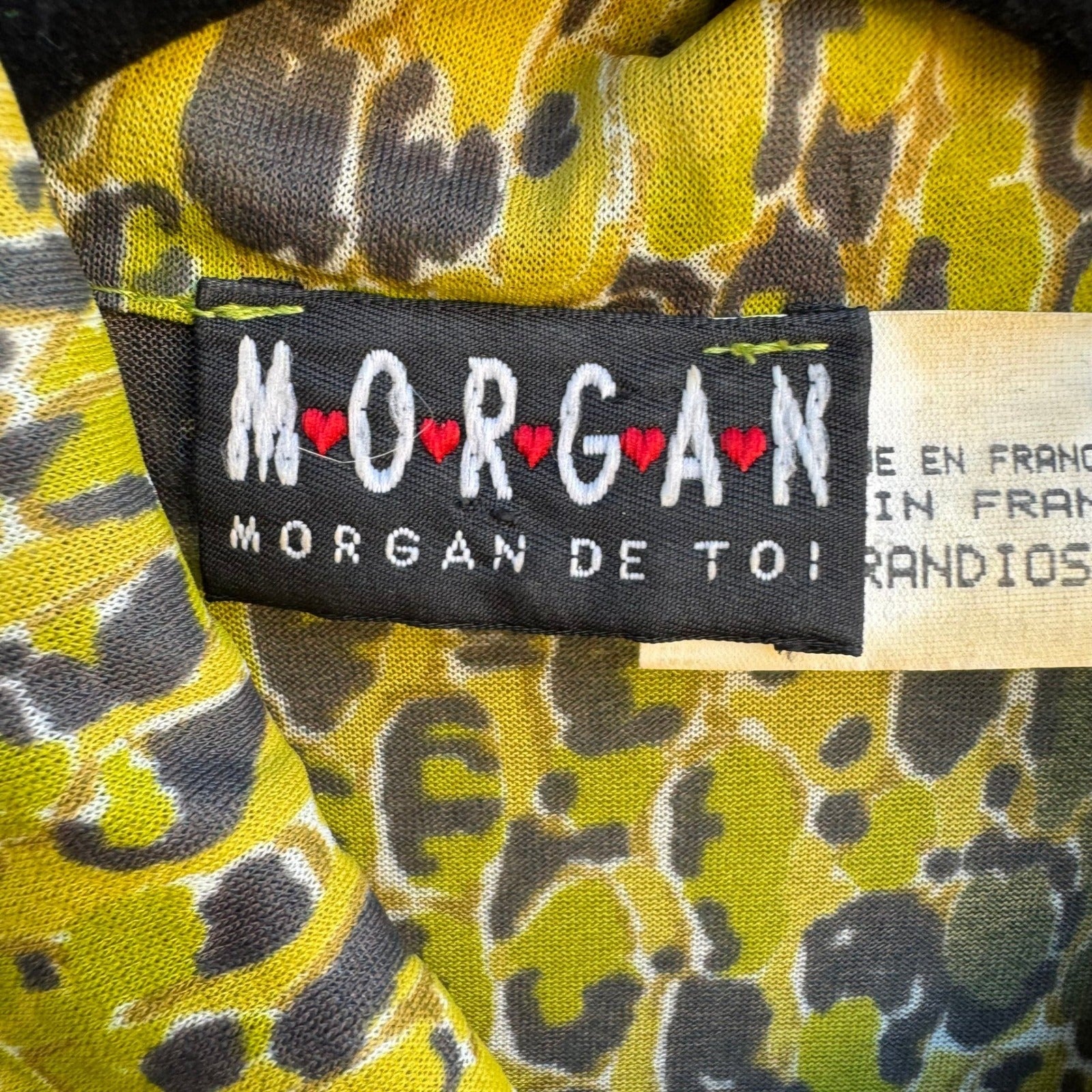 Morgan De Toi Vintage French Y2K 90s Semi Sheer Indie Animal Print Mesh Blouse