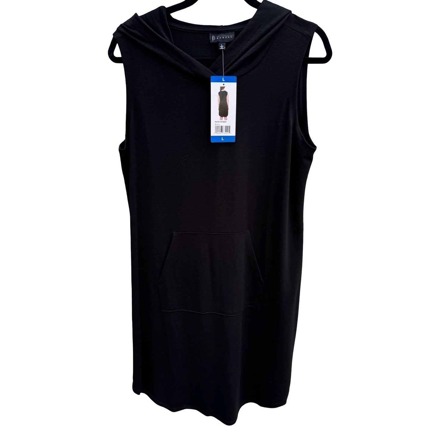 Bobeau Black Sleeveless Hoodie Dress Kangaroo Pocket MD9K09CDCO Womens Large NWT