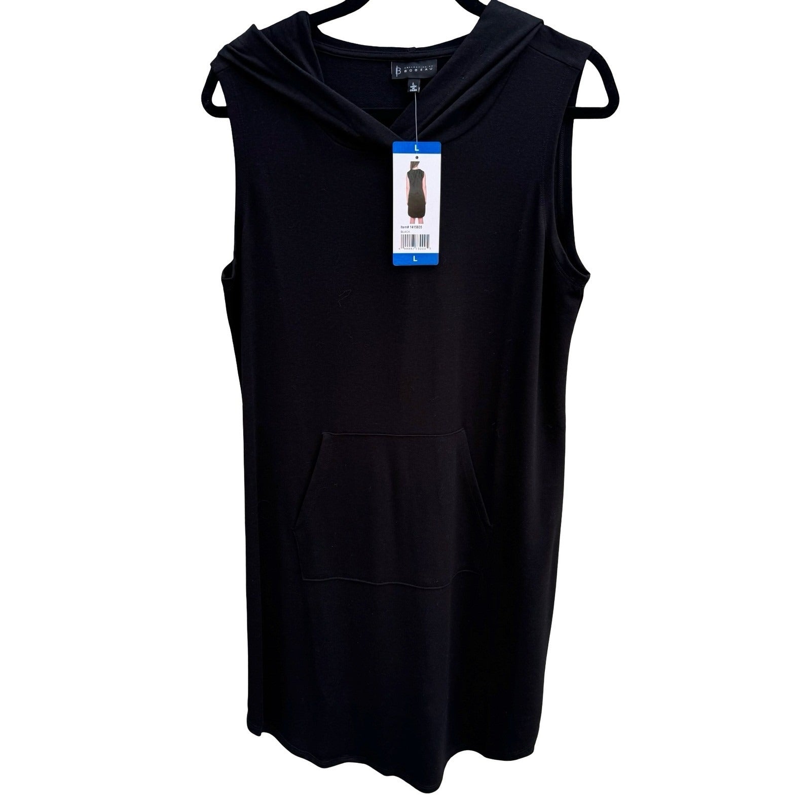 Bobeau Black Sleeveless Hoodie Dress Kangaroo Pocket MD9K09CDCO Womens Large NWT