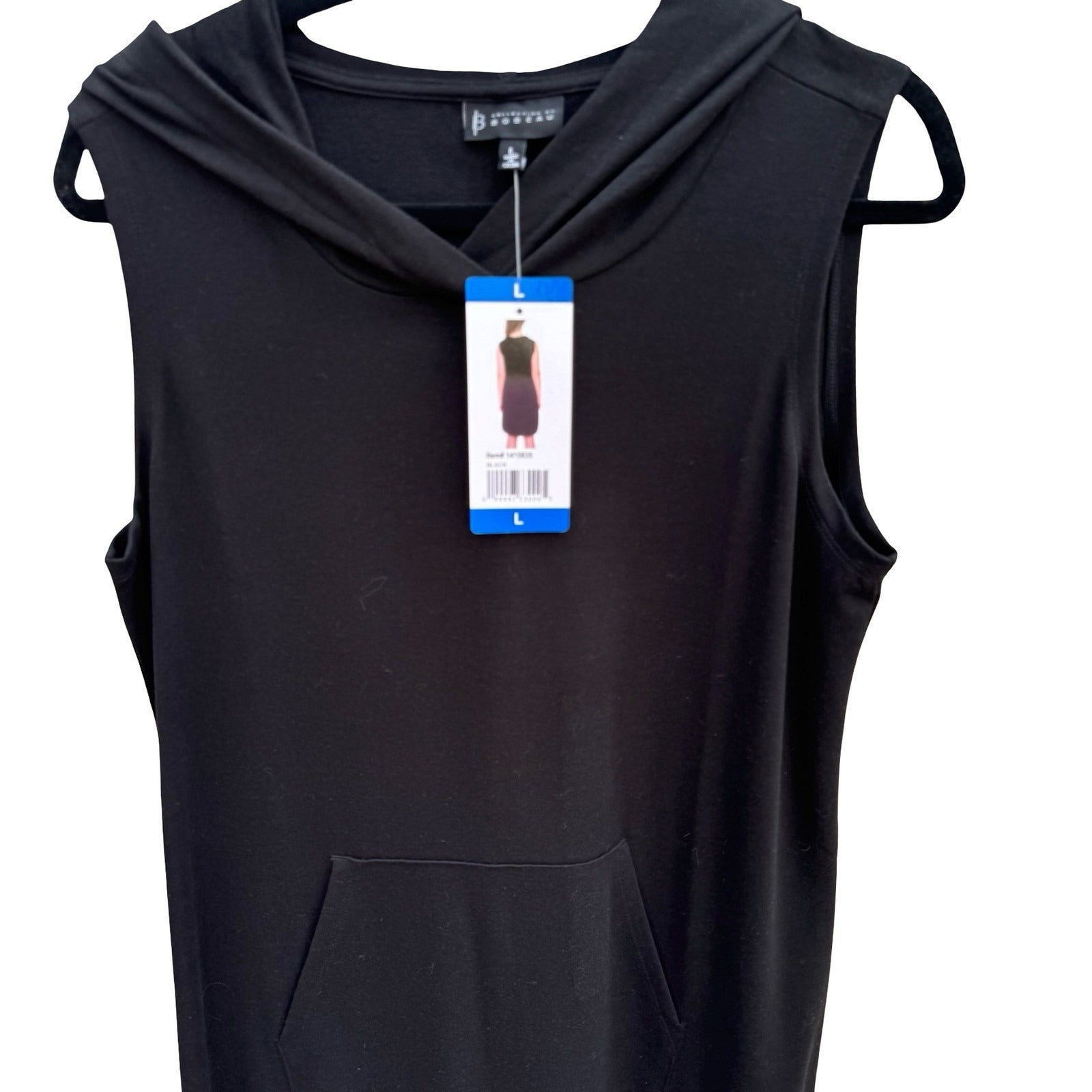 Bobeau Black Sleeveless Hoodie Dress Kangaroo Pocket MD9K09CDCO Womens Large NWT