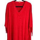 Switch Women&#39;s Red Boho Flowy Prairie Batwing Sleeve V Neck Fringed Poncho Shawl - OS 2 image