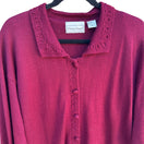 Switch Fitting Image Vintage Womens Burgundy Knit Loop Trim Button Details Cardigan 2X 3 image