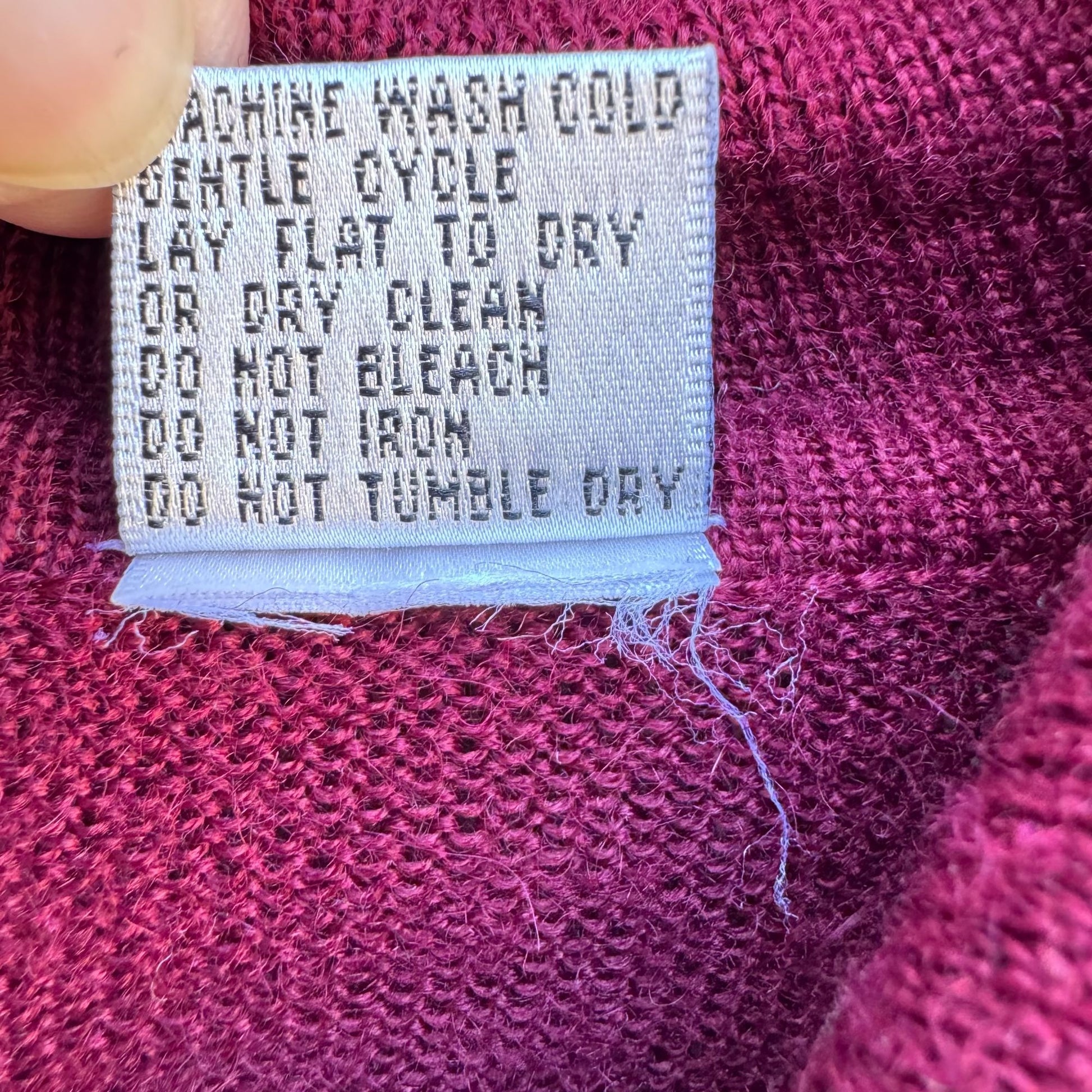 Fitting Image Vintage Womens Burgundy Knit Loop Trim Button Details Cardigan 2X