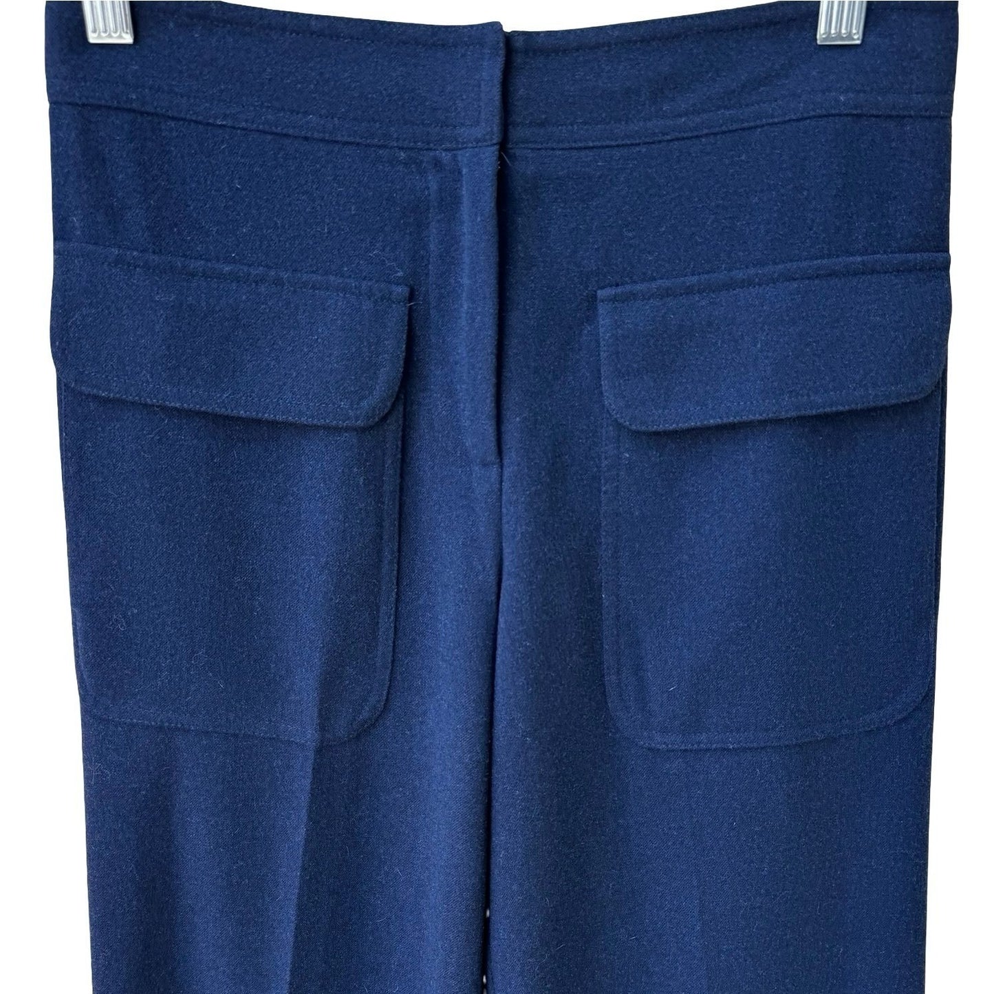 Laundry Shelli Segal Nautical Sailor Wool Wide Leg Trousers Flap Pockets Navy 2