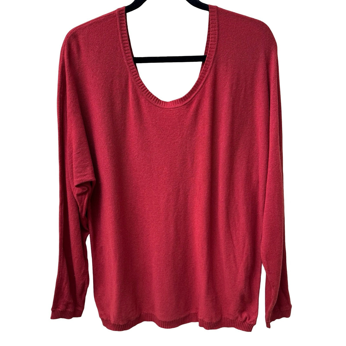 Vince 100% Cashmere Quiet Luxury Designer V Back Scoop Neck Sweater Tomato Red L