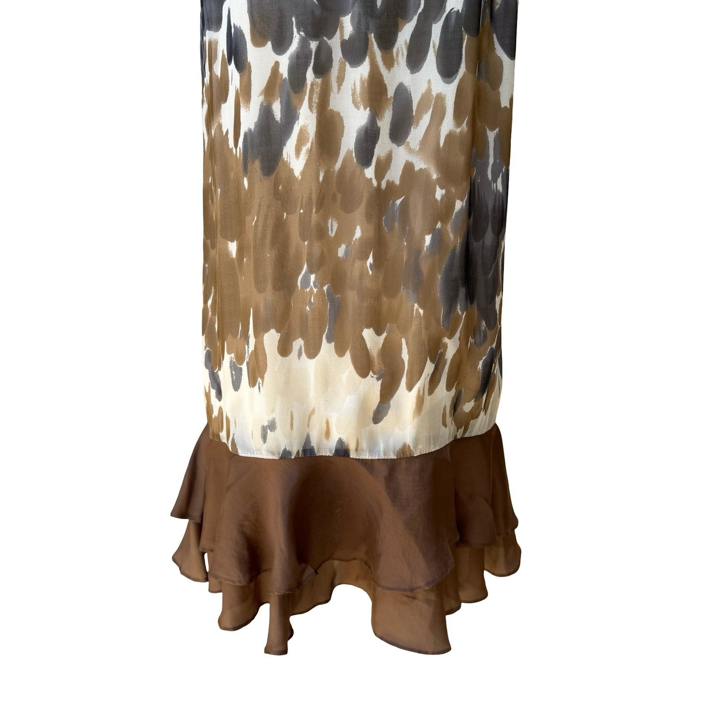 Twenty One Silk Blend Boho Flowy Abstract Print Ruffle Neck Tunic Top Dress S