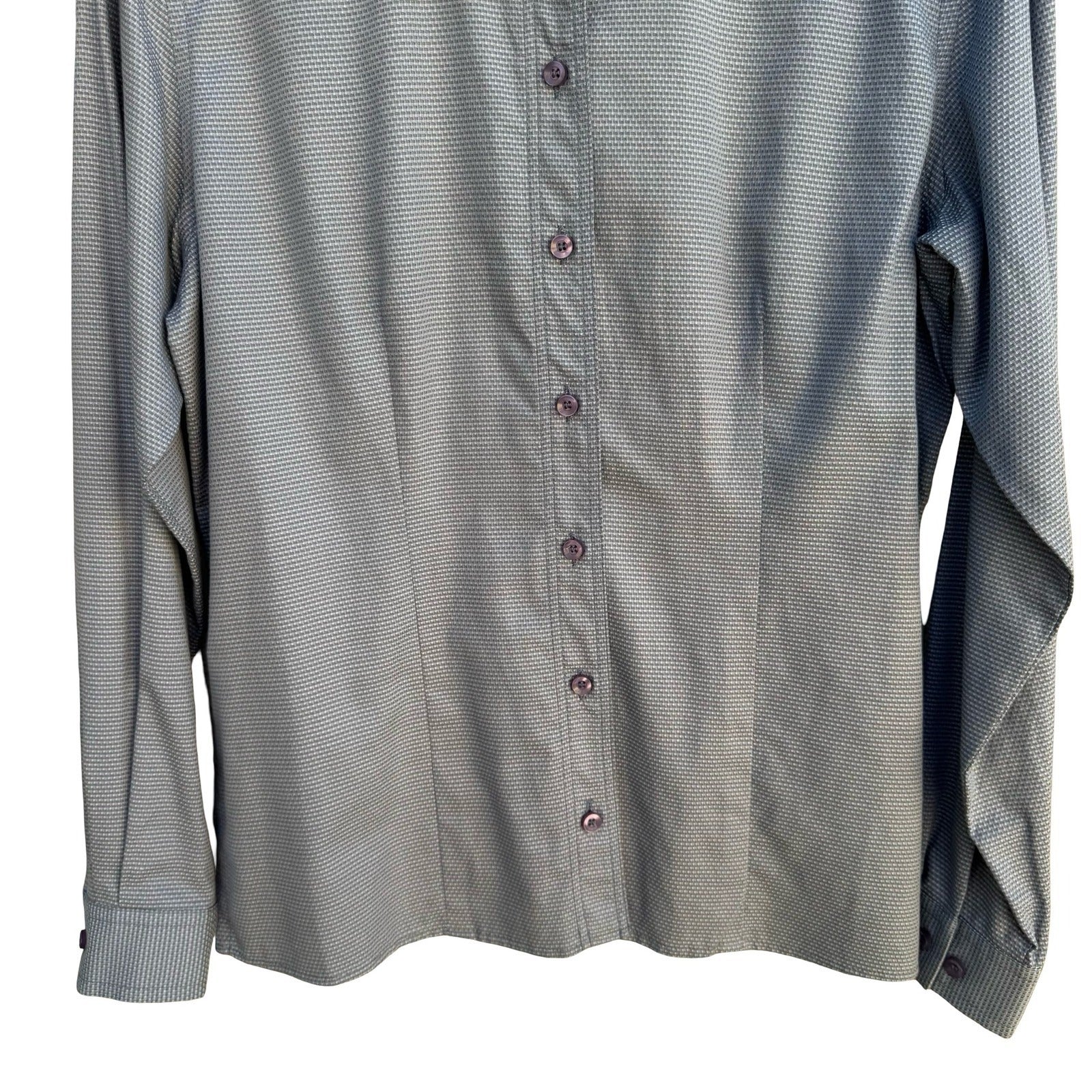 Liz Claiborne Lizsport Y2K Womens Smoke Screen Grey Cotton Button Down Shirt NEW