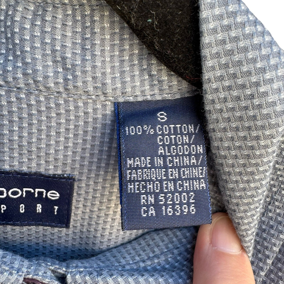 Liz Claiborne Lizsport Y2K Womens Smoke Screen Grey Cotton Button Down Shirt NEW