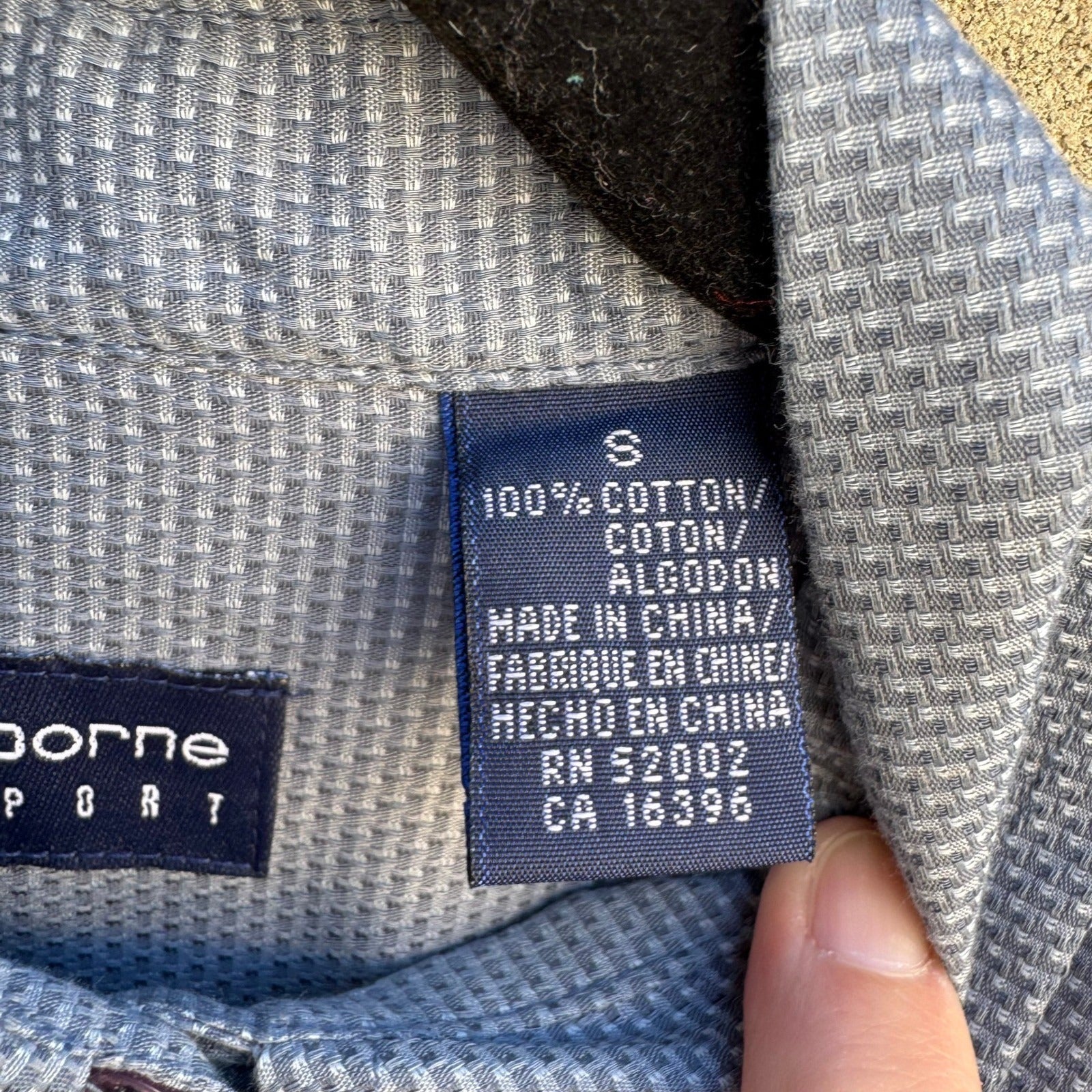 Liz Claiborne Lizsport Y2K Womens Smoke Screen Grey Cotton Button Down Shirt NEW