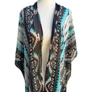 Switch Boho Ethereal Hippie Tribal Geometric Fringe Festival Kimono Wrap Turquoise OS 2 image