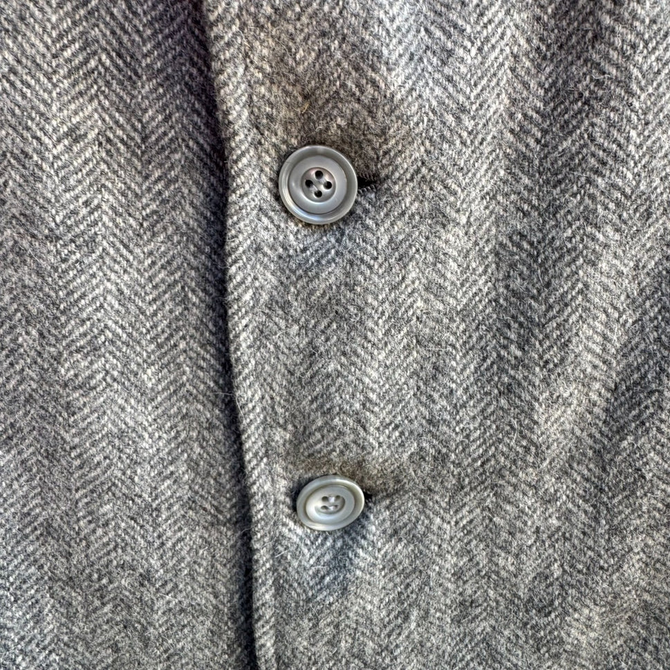 AO Custom Tailors Beverly Hills Mens Grey Herringbone Tweed Blazer 38S Vintage