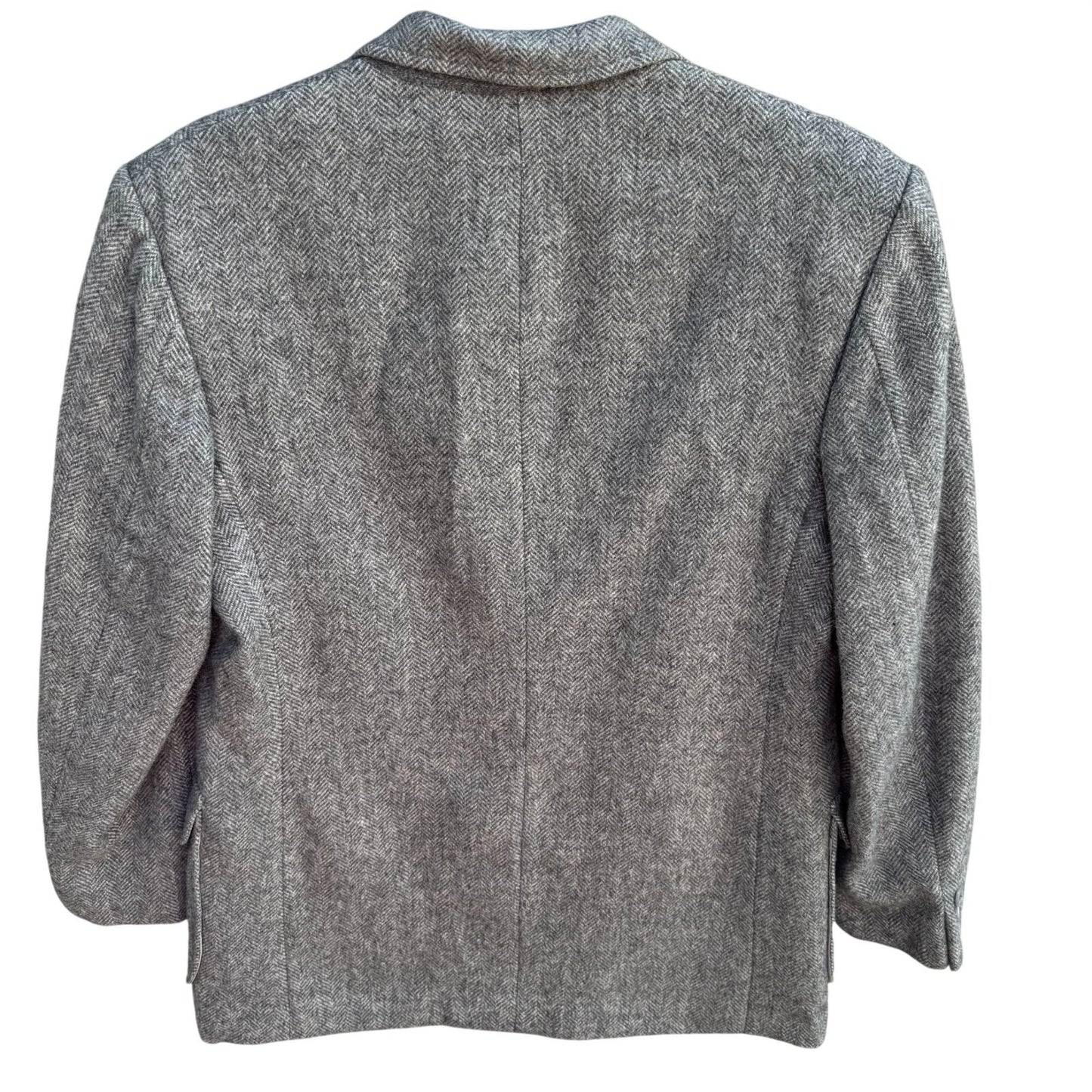 AO Custom Tailors Beverly Hills Mens Grey Herringbone Tweed Blazer 38S Vintage