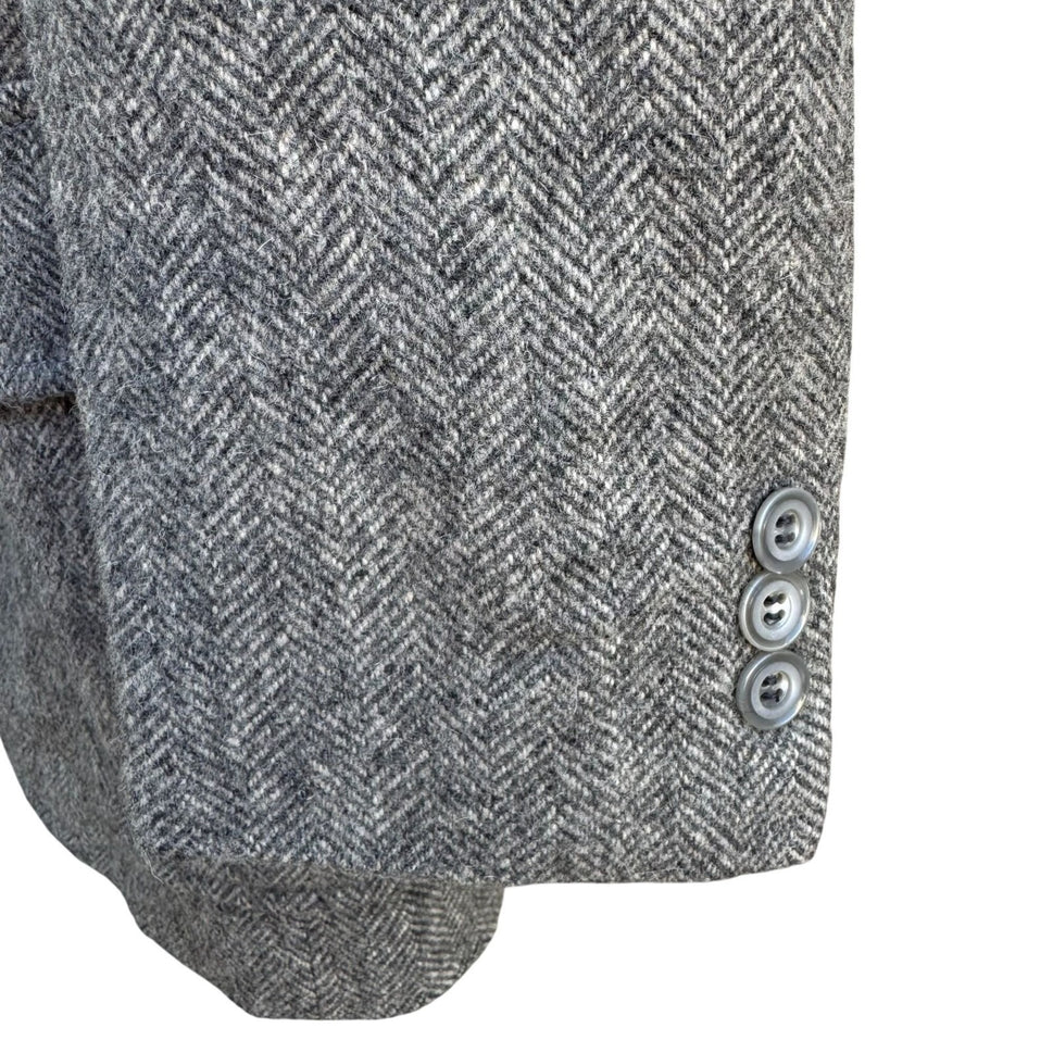 AO Custom Tailors Beverly Hills Mens Grey Herringbone Tweed Blazer 38S Vintage