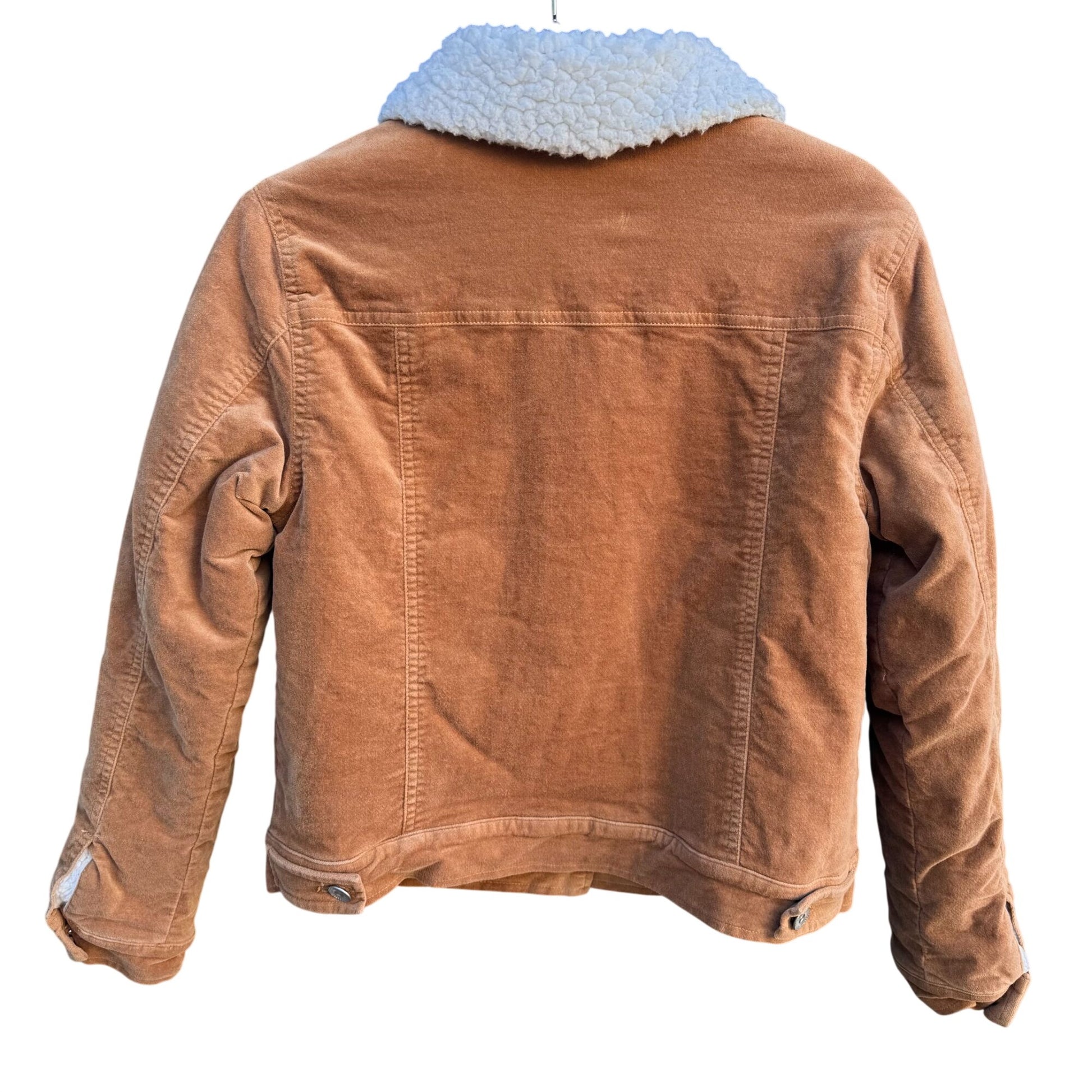 Forever 21 Womens Sherpa Faux Shearling Corduroy Jacket S Tan Western Trucker