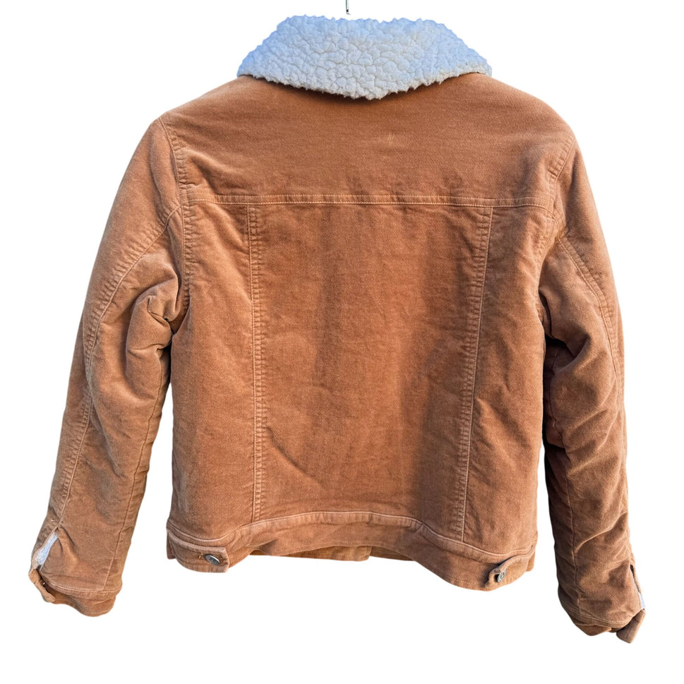 Forever 21 Womens Sherpa Faux Shearling Corduroy Jacket S Tan Western Trucker