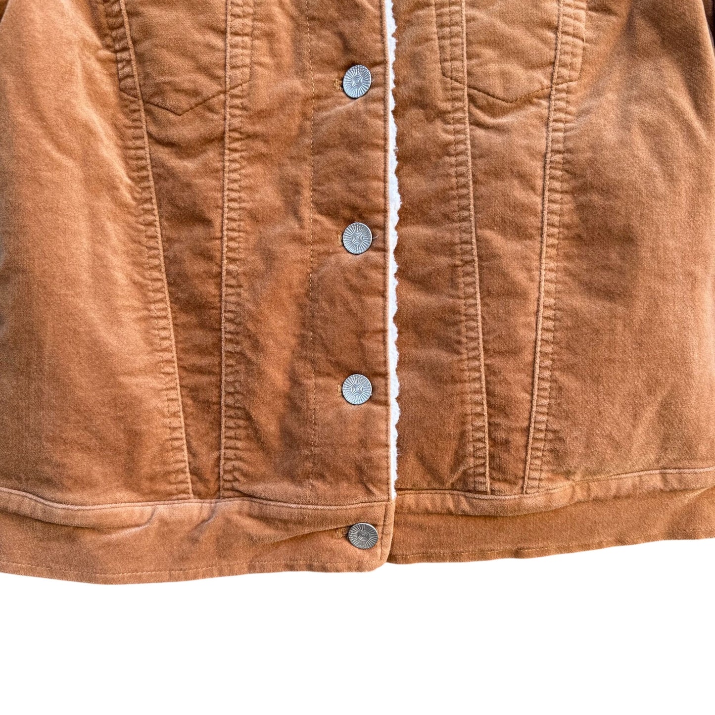 Forever 21 Womens Sherpa Faux Shearling Corduroy Jacket S Tan Western Trucker