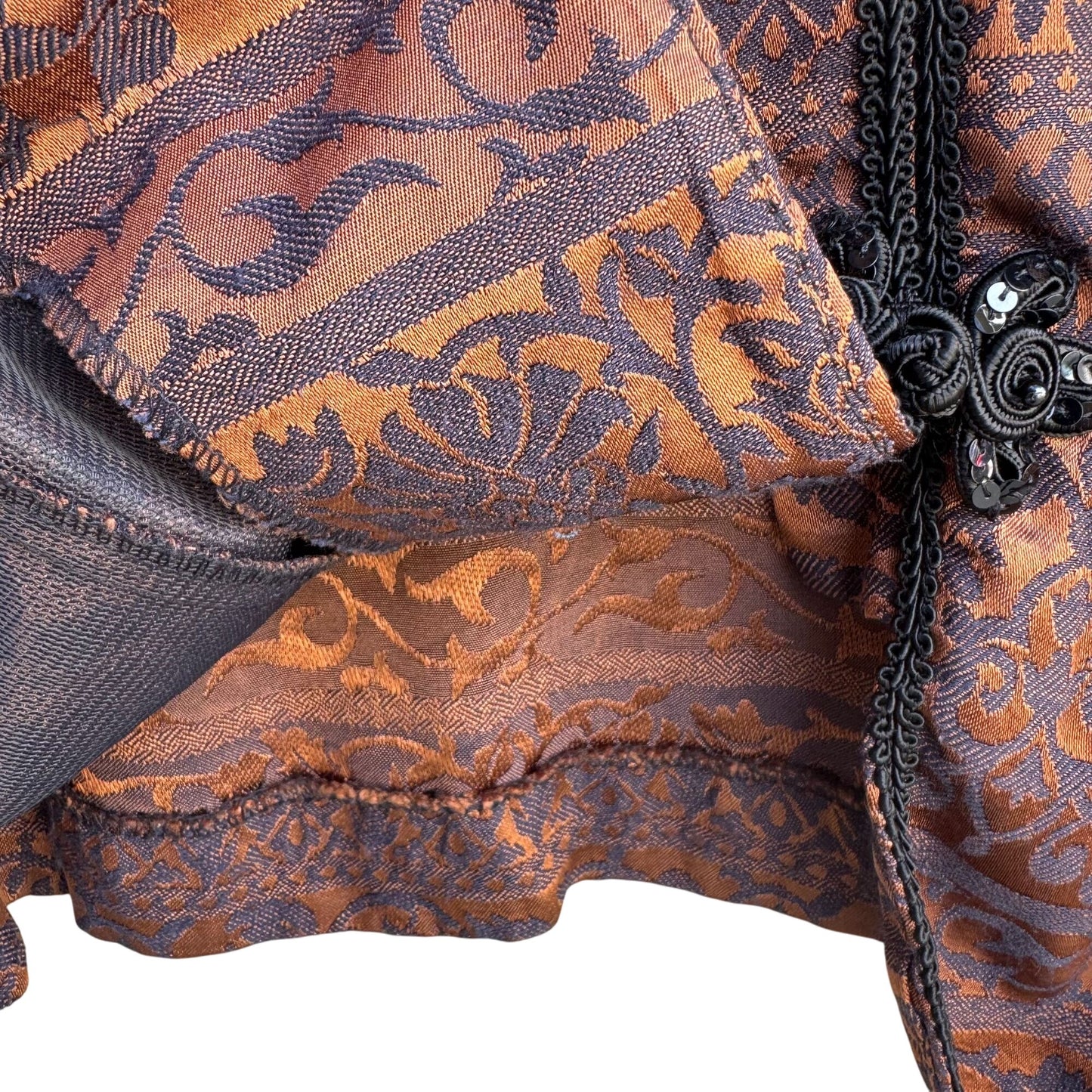 Kathryn Deene New York Vintage Brocade Ornate Sequin Frog Closure Blazer Jacket 28