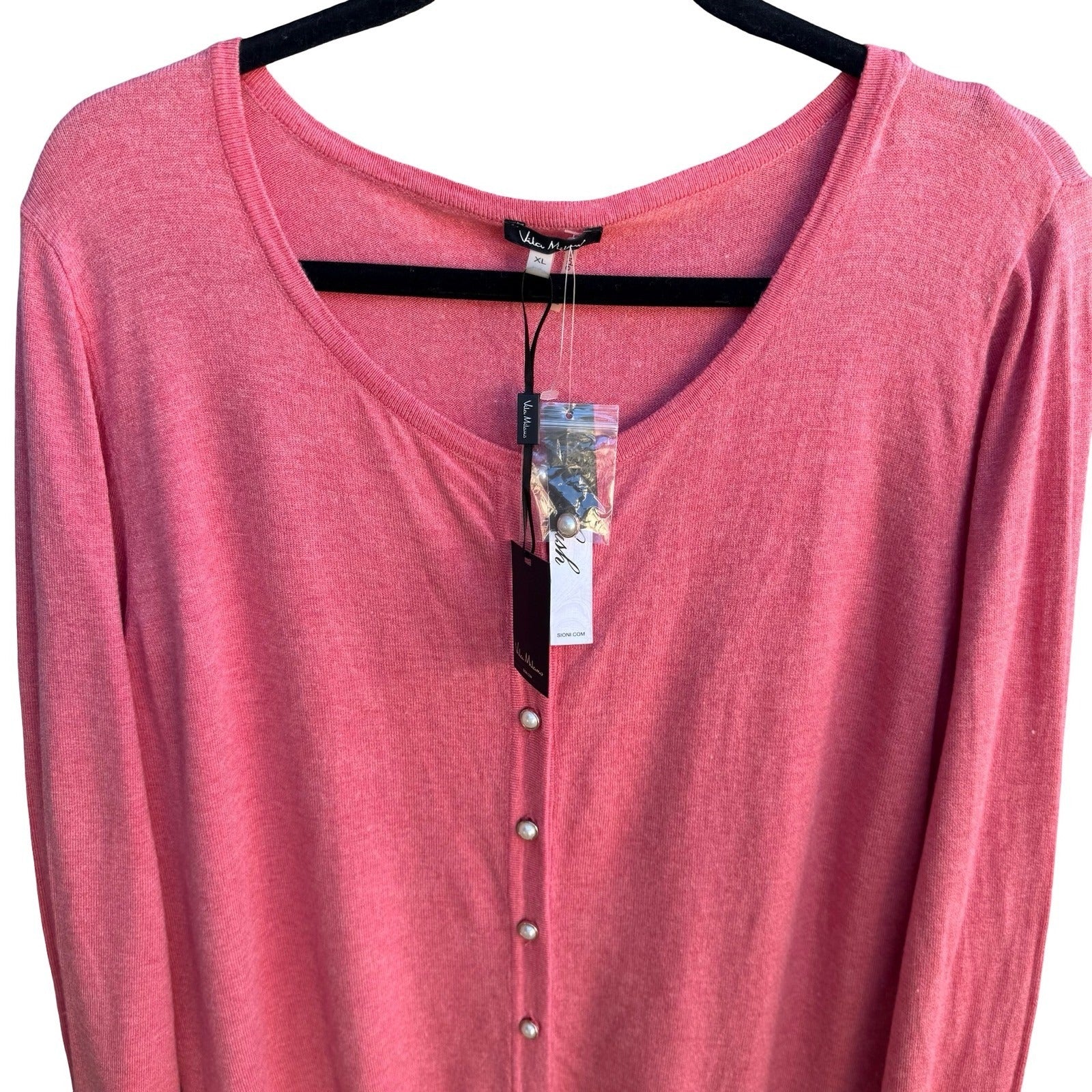 Vila Milano Coquette Balletcore Pearl Button Wool Blend Cardigan Sweater XL NWT