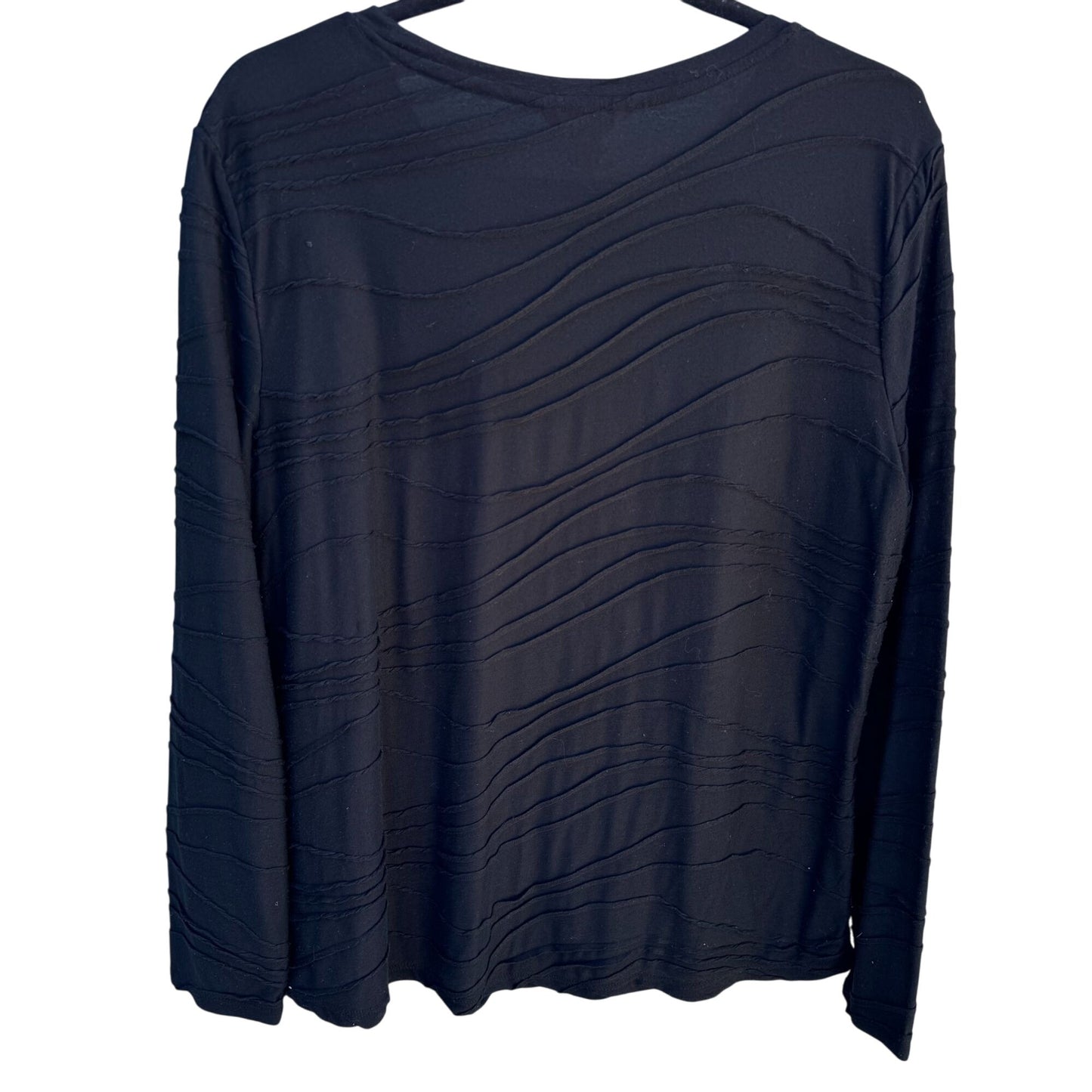 Joe Fresh Black Wavy Textured Long Sleeve Soft Lightweight Shirt Blouse Top L/G