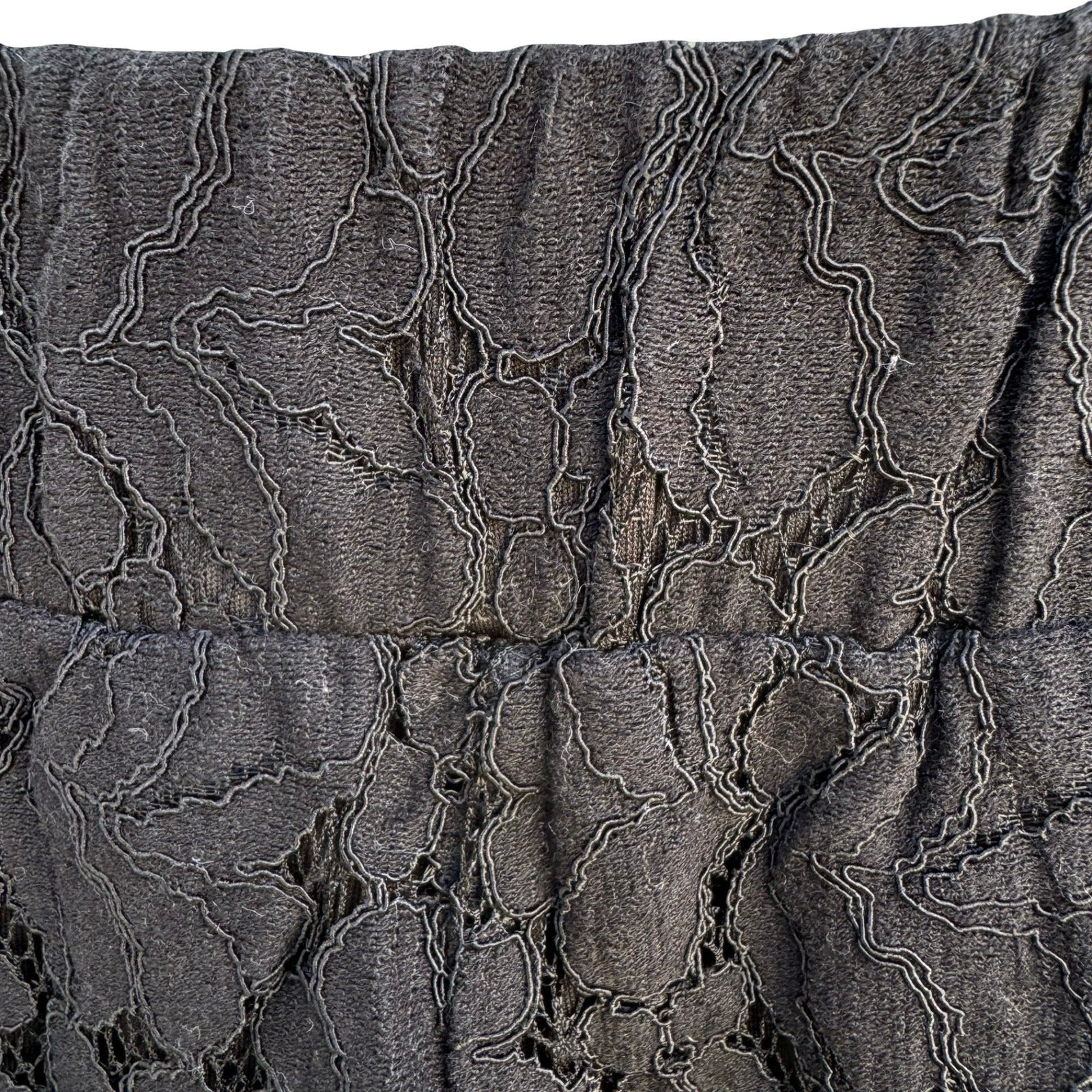 Isaac Mizrahi Live Womens Black Floral Lace Wide Leg Pull On Pants Size Medium