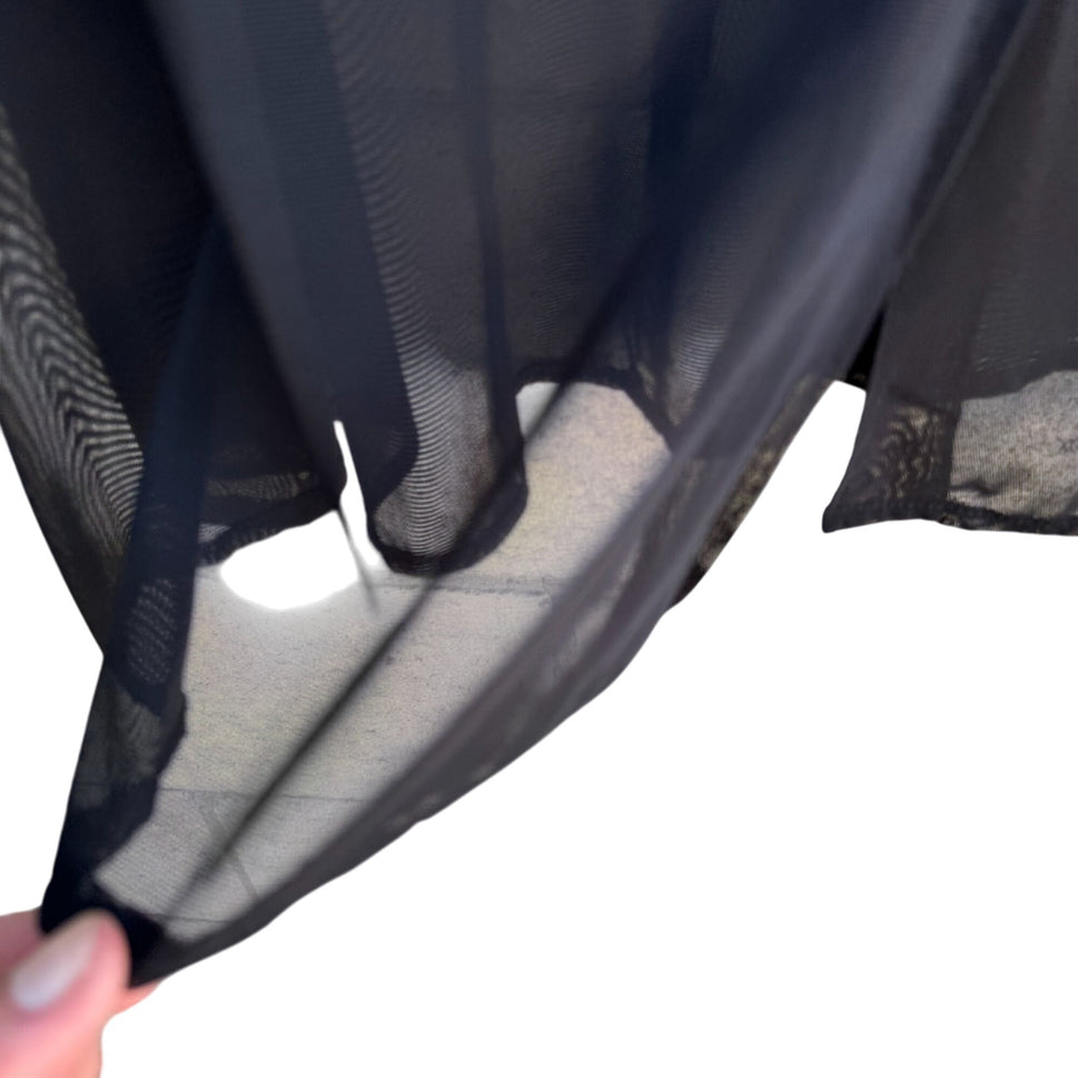 Rose Marie Reid Vintage Womens Black Glam Goth Sheer Button-Up Shirt Blouse L