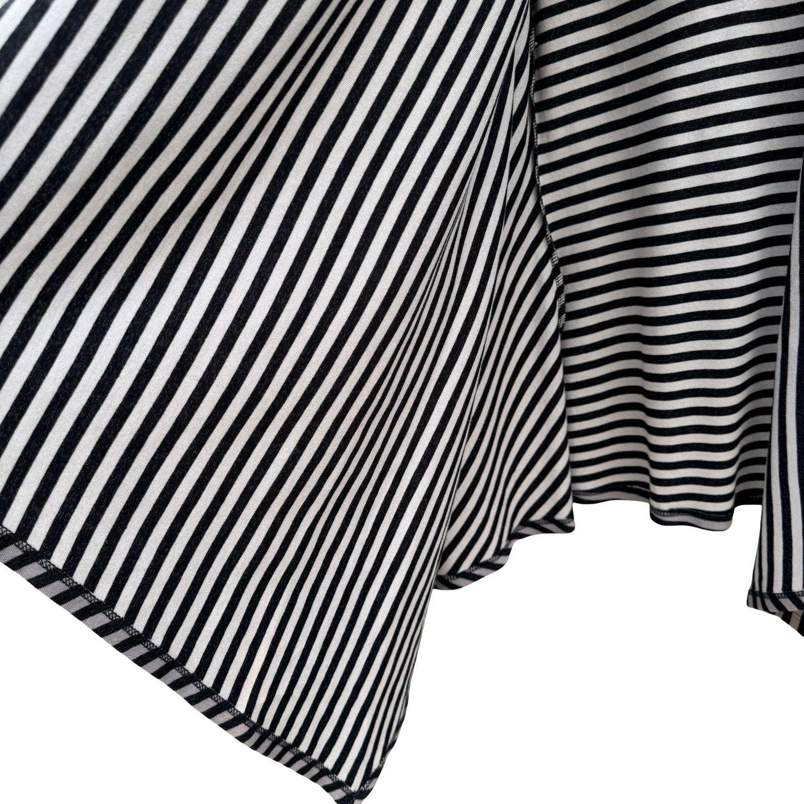 Diane Gilman DG2 Womens Striped Open Front Draped Cardigan Grey Black S  NEW