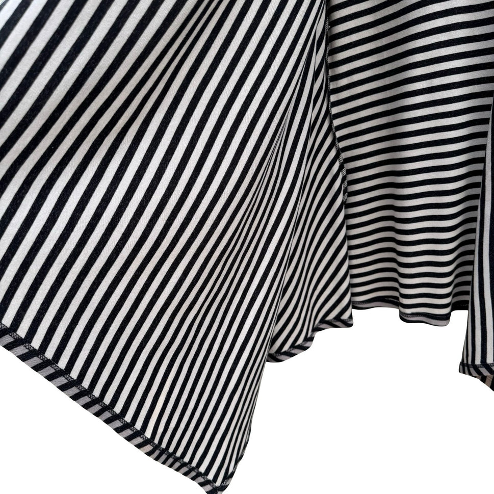 Diane Gilman DG2 Womens Striped Open Front Draped Cardigan Grey Black S  NEW