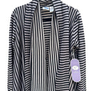 Switch Diane Gilman DG2 Womens Striped Open Front Draped Cardigan Grey Black S NEW 3 image