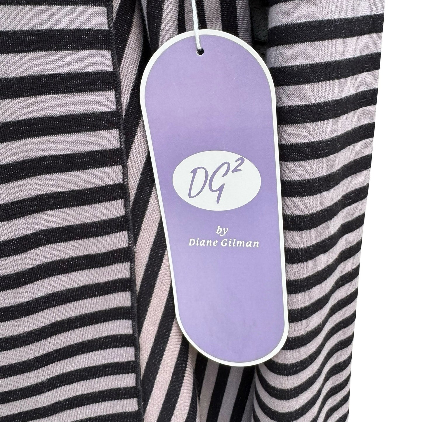 Diane Gilman DG2 Womens Striped Open Front Draped Cardigan Grey Black S NEW