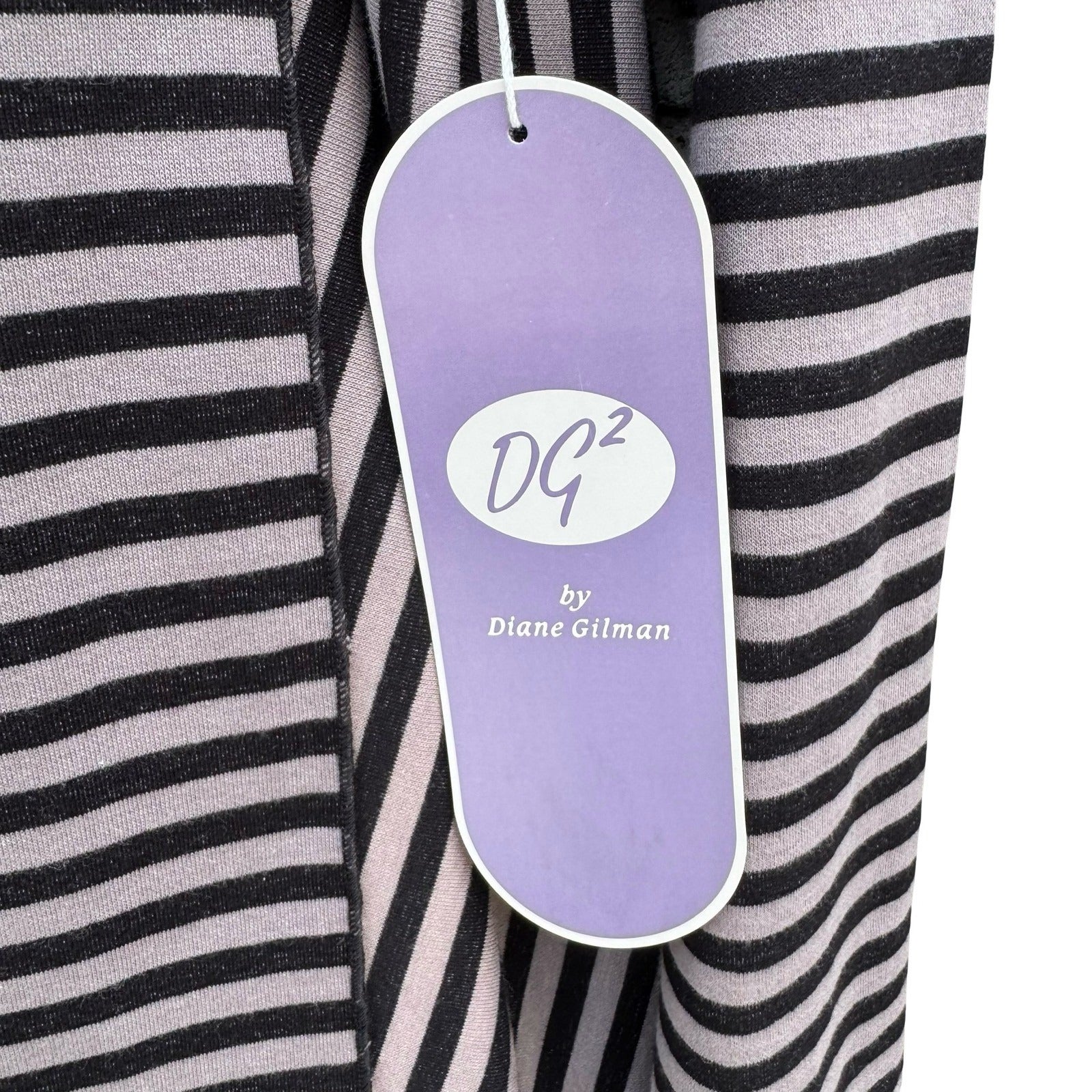Diane Gilman DG2 Womens Striped Open Front Draped Cardigan Grey Black S  NEW