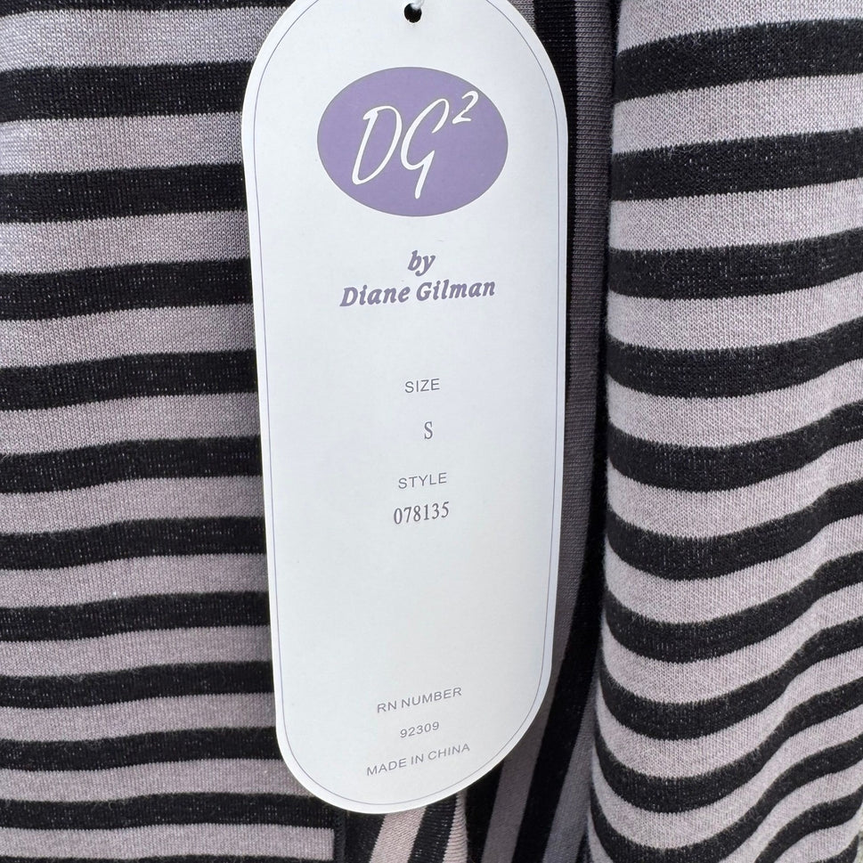 Diane Gilman DG2 Womens Striped Open Front Draped Cardigan Grey Black S  NEW