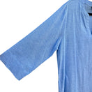 Switch Lands End Womens Blue Split-Neck Minimalist Linen Blend Casual 3/4 Sleeve Tunic L 2 image