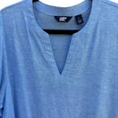 Switch Lands End Womens Blue Split-Neck Minimalist Linen Blend Casual 3/4 Sleeve Tunic L 3 image