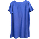 Switch Woman Within Vintage Linen Short Sleeve V-Neck Blue Knee Length Pocket Dress 14W 3 image
