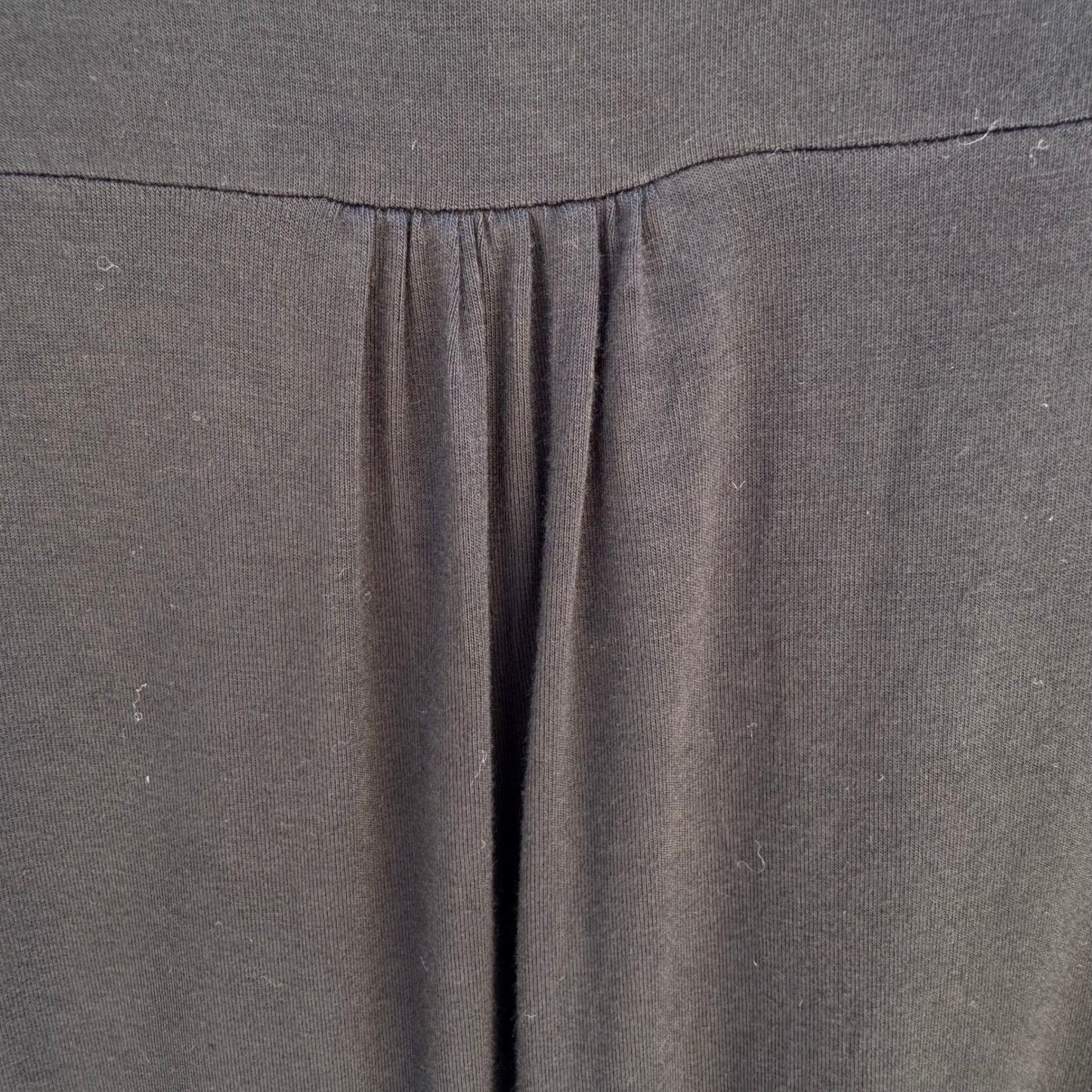 LOGO Lori Goldstein Black Tunic Top Large 3/4 Sleeve Ruched Pockets Scoop Neck