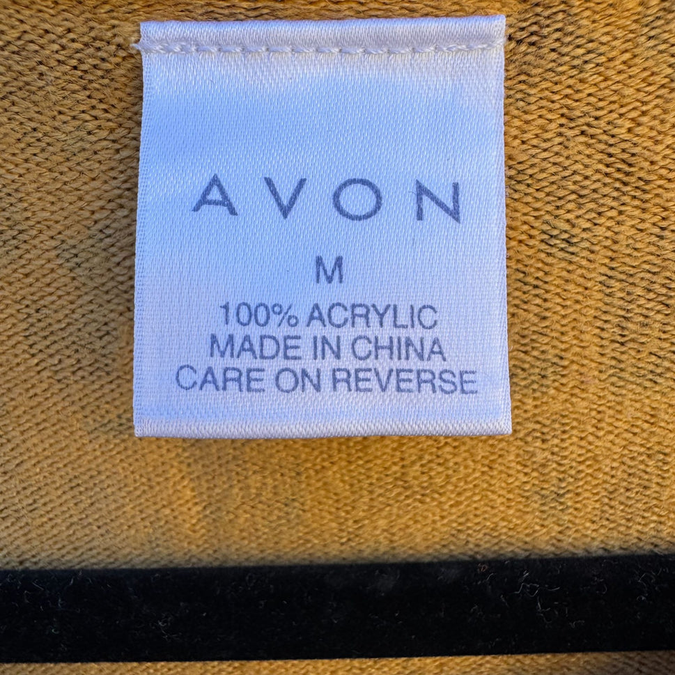 Avon Vintage Womens Leopard Print Rose Floral Knit One Piece Cardigan Sweater M