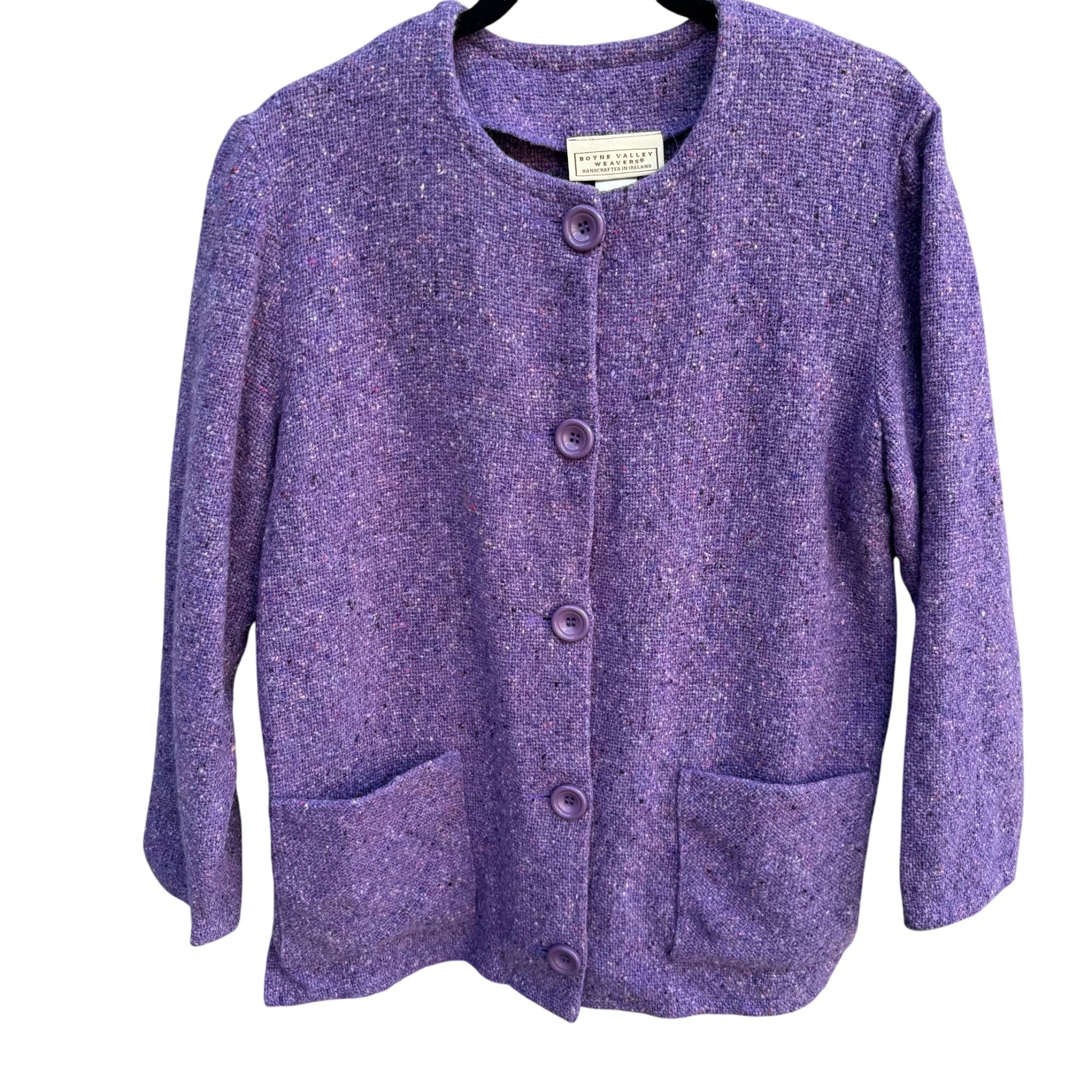 Boyne Valley Weavers Handcrafted Irish Tweed Purple Womens Button Down Jacket M