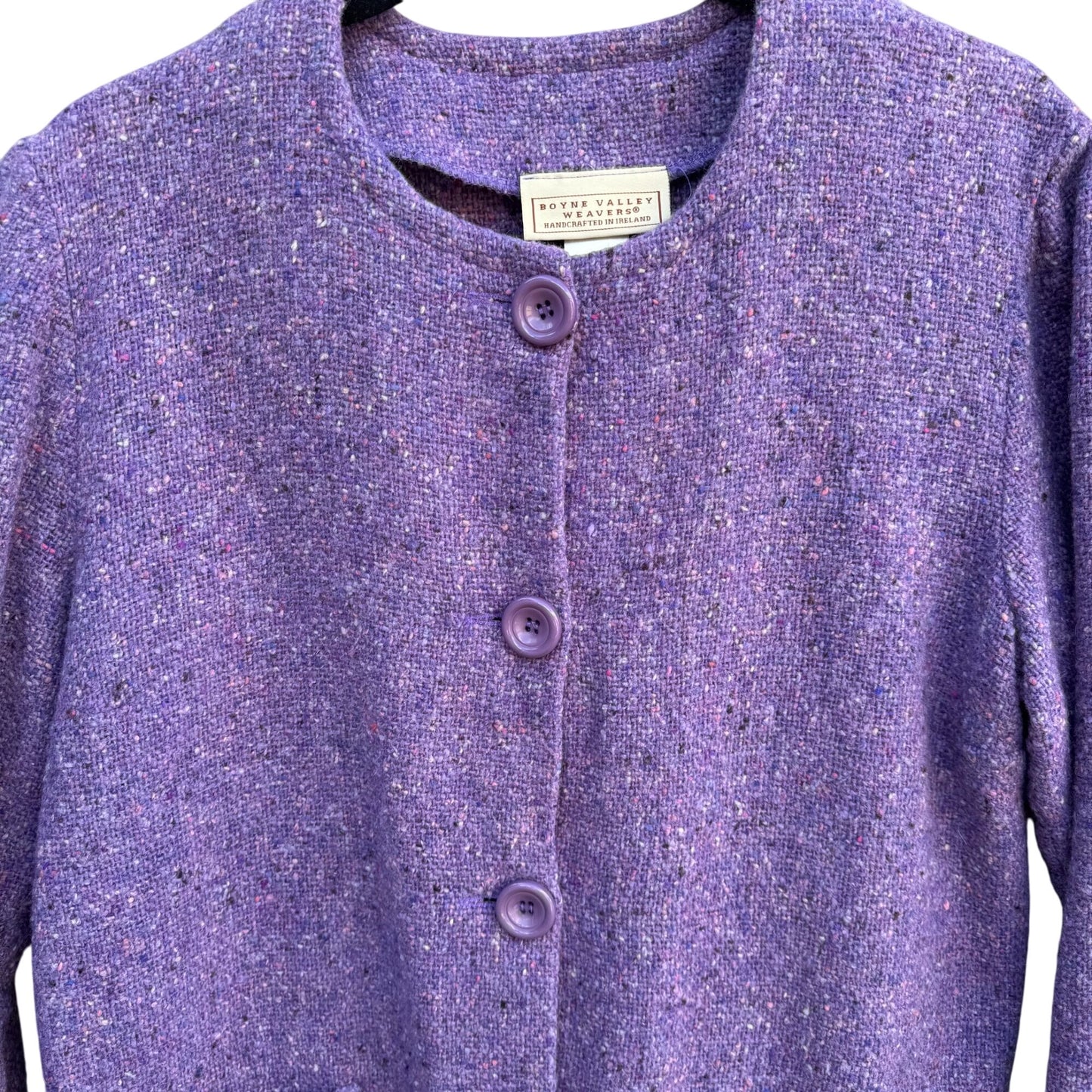 Boyne Valley Weavers Handcrafted Irish Tweed Purple Womens Button Down Jacket M