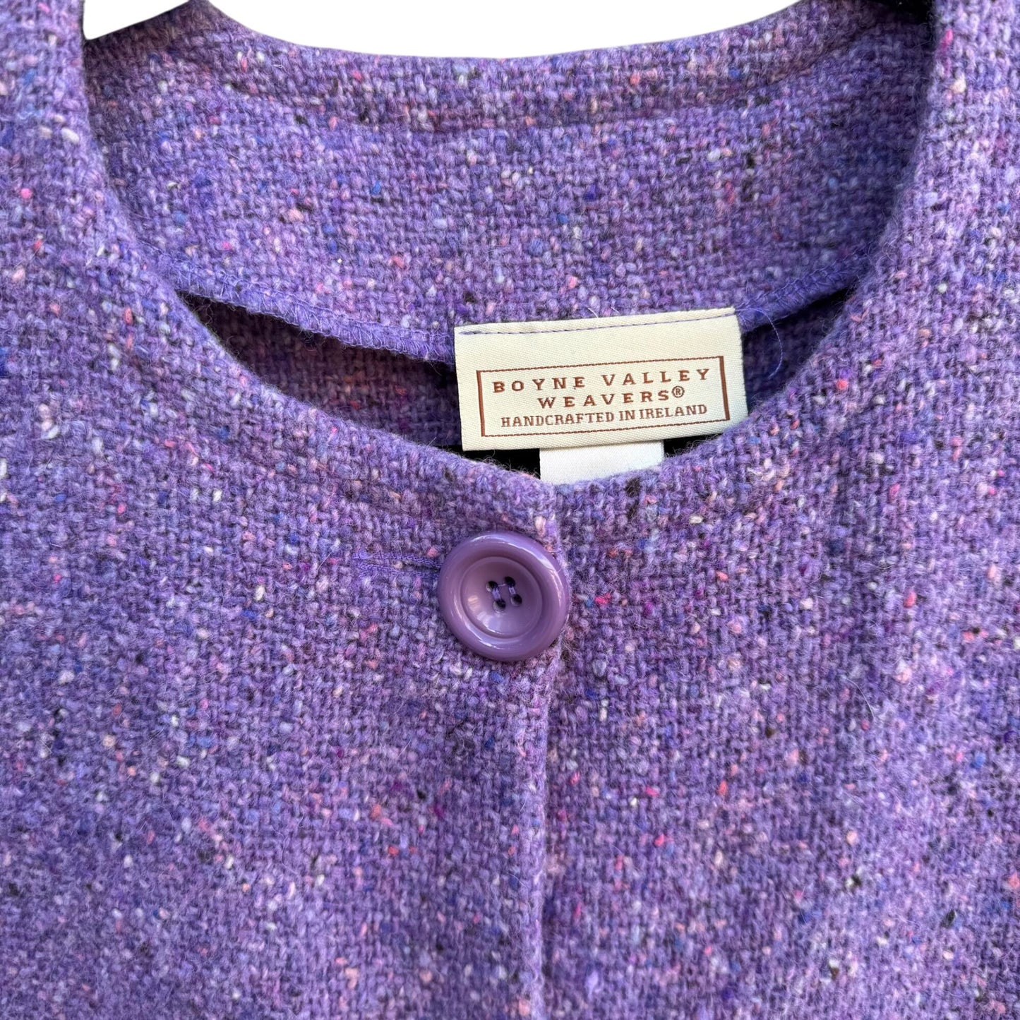 Boyne Valley Weavers Handcrafted Irish Tweed Purple Womens Button Down Jacket M