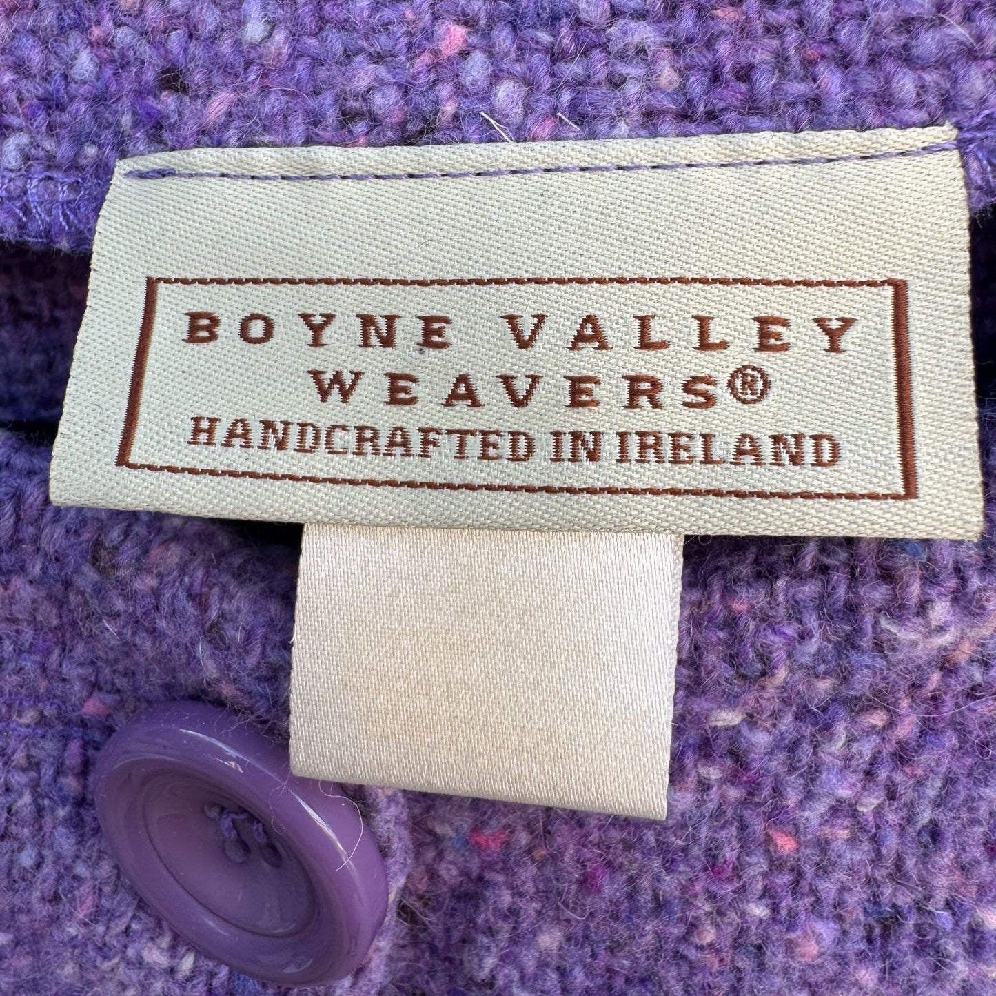 Boyne Valley Weavers Handcrafted Irish Tweed Purple Womens Button Down Jacket M