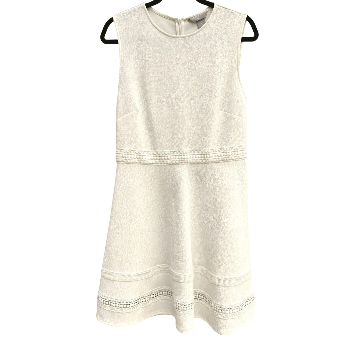 H&M Womens Sleeveless White Textured Crochet Lace Casual Party Wear Dress M