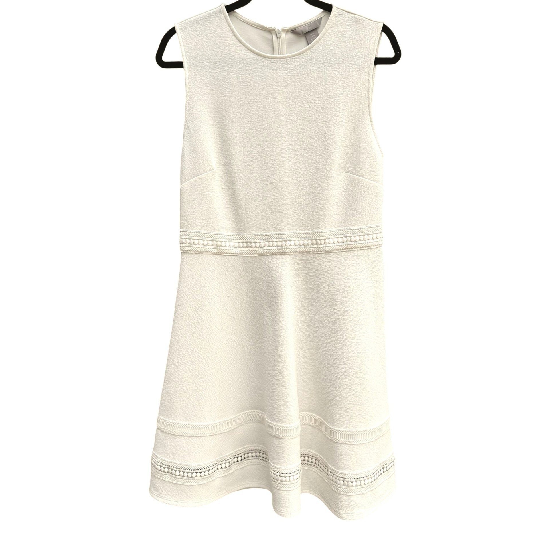 H&M Womens Sleeveless White Textured Crochet Lace Casual Party Wear Dress M