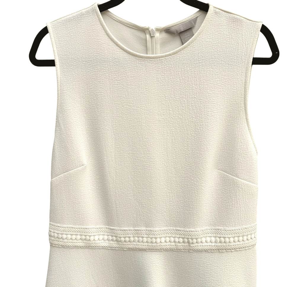 H&M Womens Sleeveless White Textured Crochet Lace Casual Party Wear Dress M